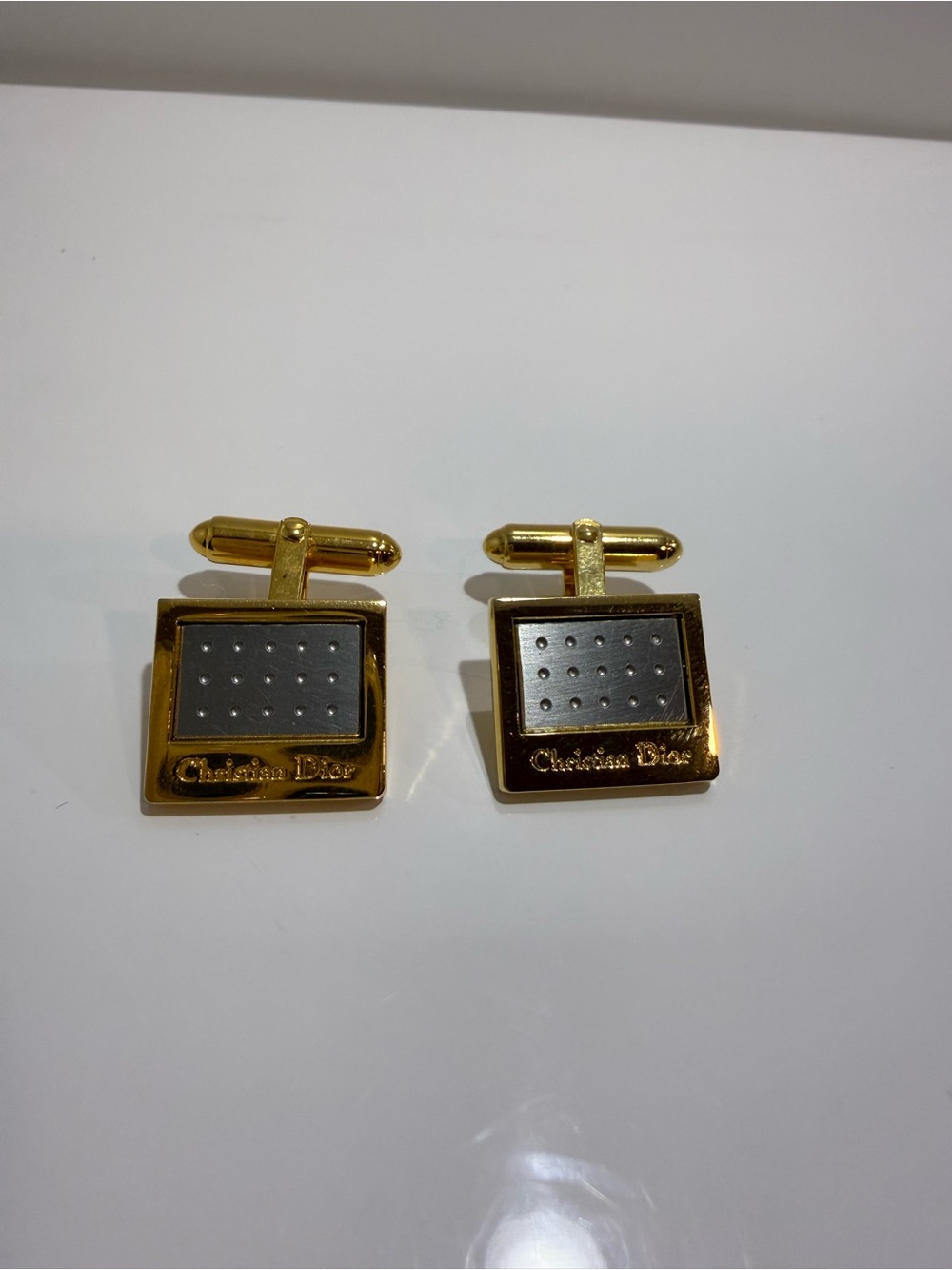 Christian Dior Men’s Gold & Silver Square Cufflinks